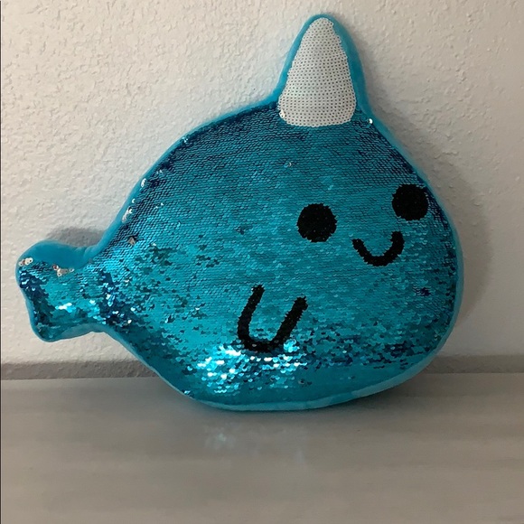 narwhal sequin pillow